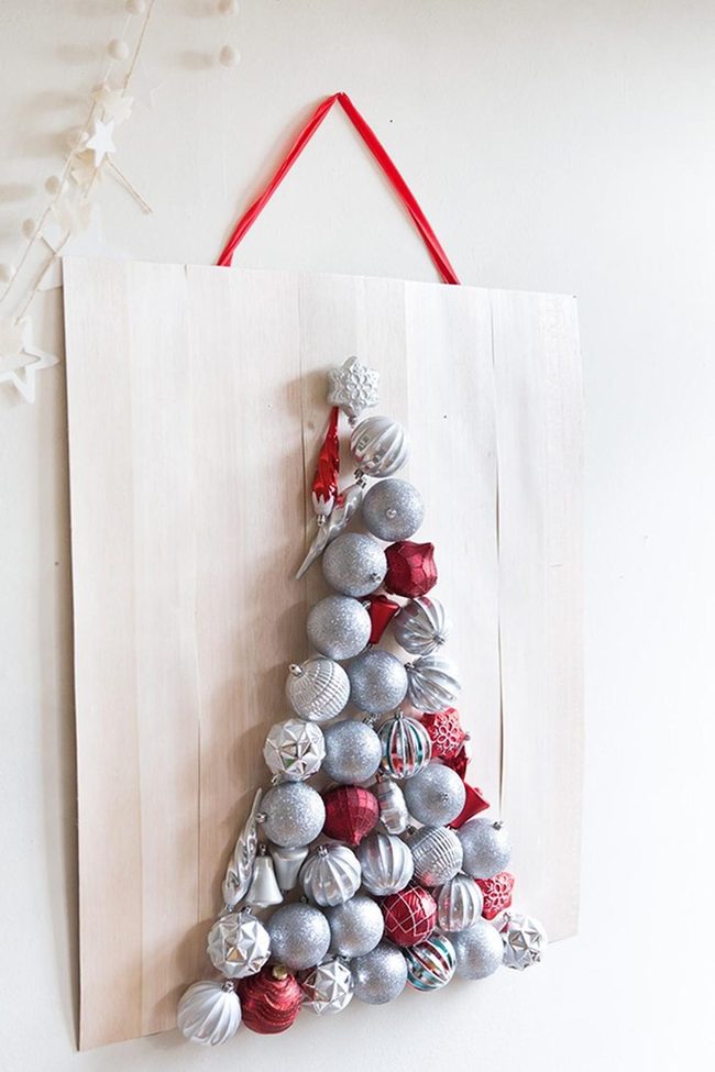 Silver And Red Ornament Tree