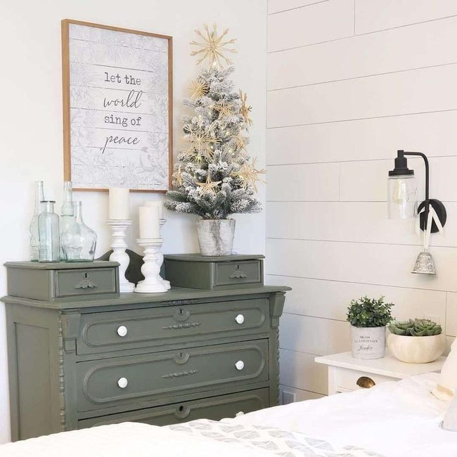 Gray Dresser Golden Christmas Tree