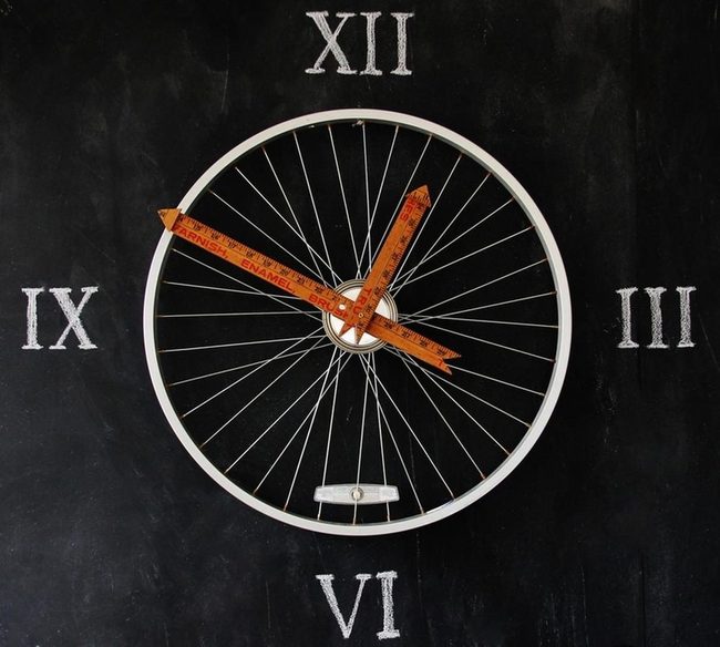 Orange Ruler Bicycle Clock