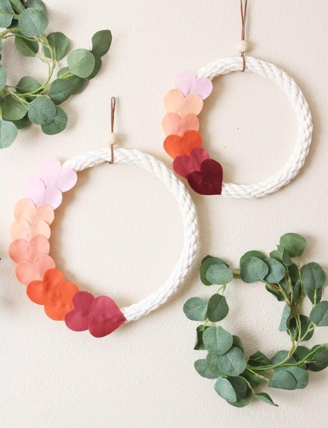Pink Paper Heart Wreath