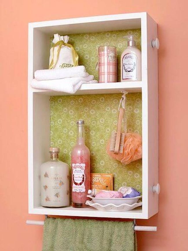 White And Green Bathroom Storage