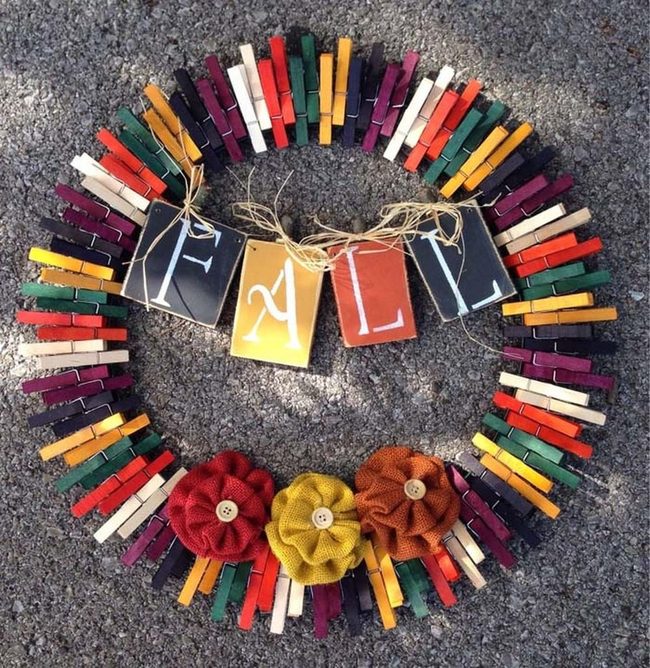 Clothespin Wreath Autumn Gold