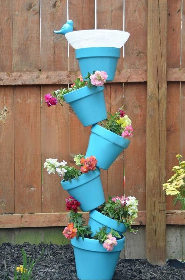 Stacked Blooms Birdbath Tower