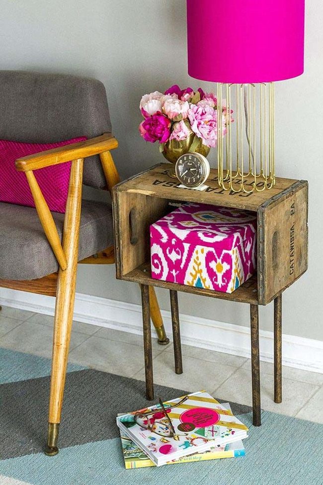 Wooden Crate Side Table
