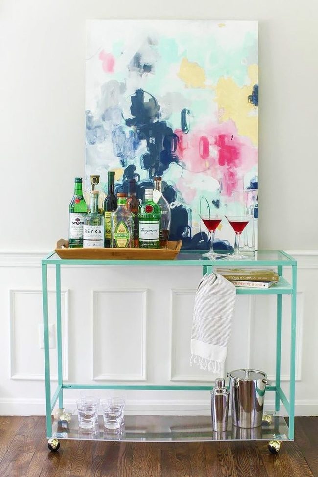 Painted Metal Bar Cart Makeover