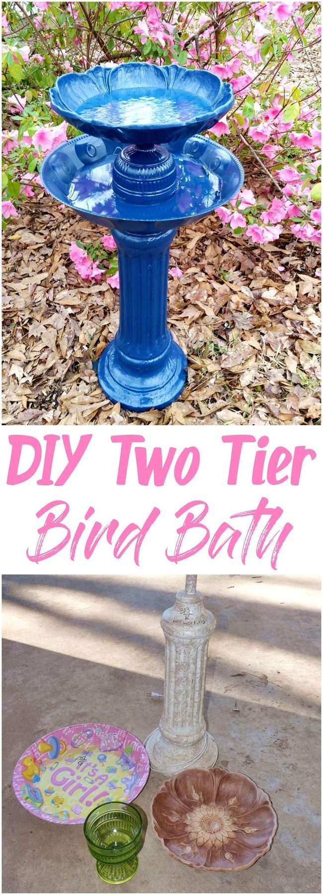 Stacked Recycled Bird Bath