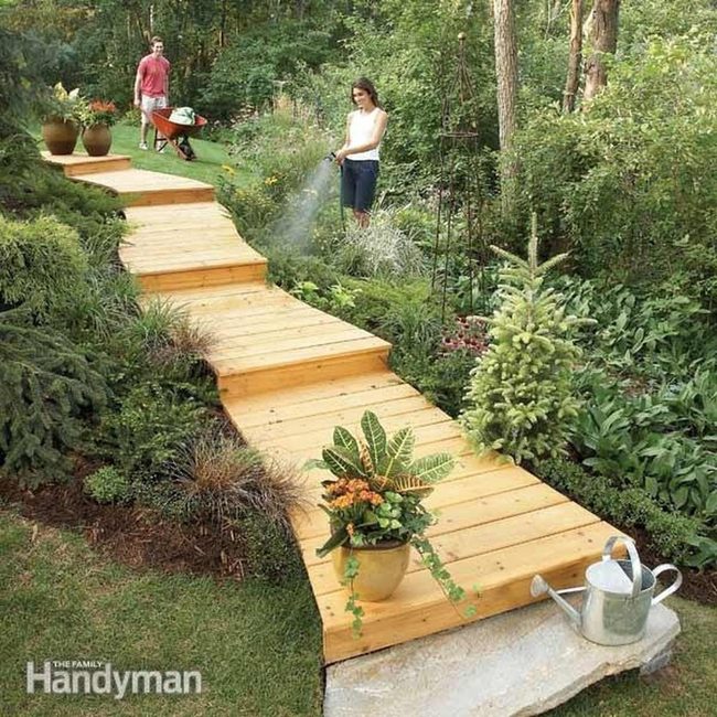 Wooden Pathways Through Blooming Gardens