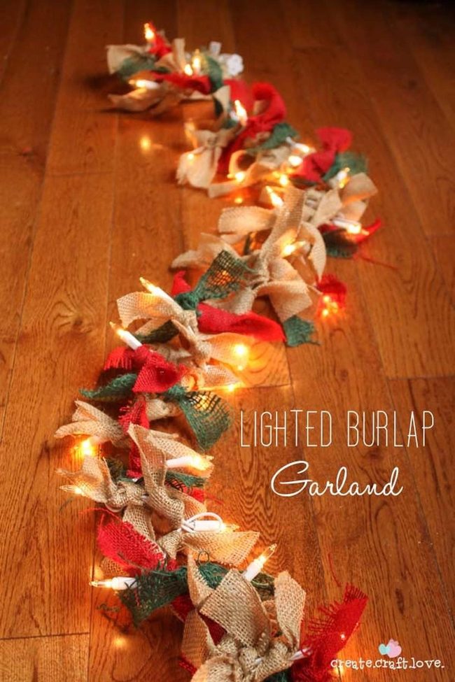 Burlap-Wrapped Fairy Light Garland