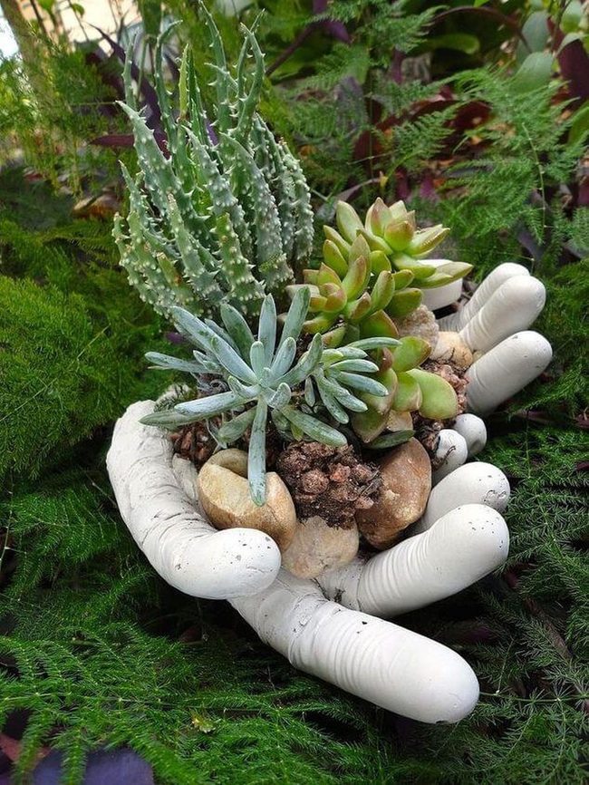 Concrete Hands Garden Planters