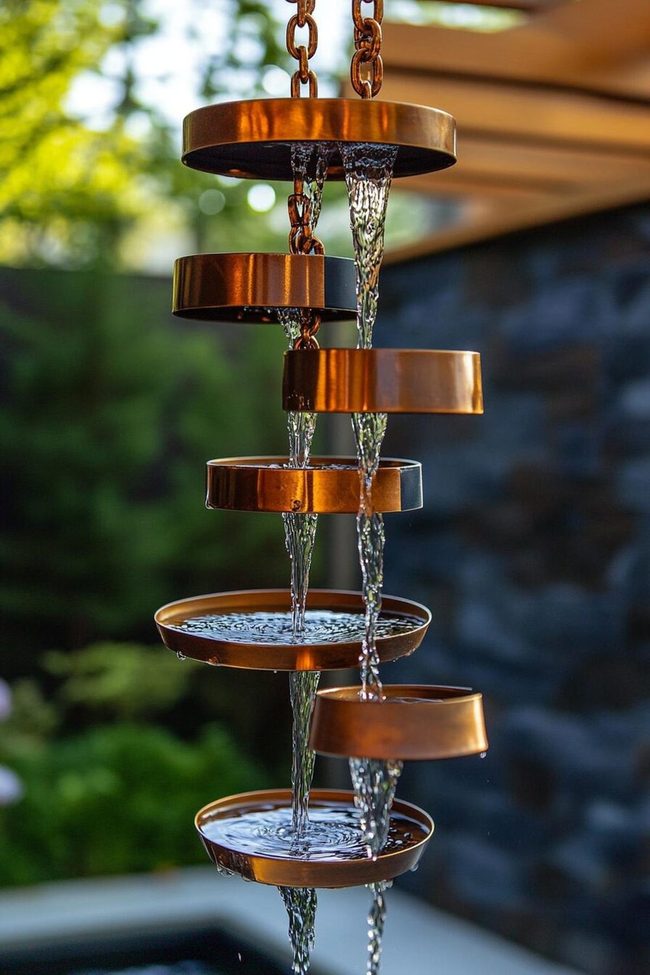 Copper Chain Water Cascade