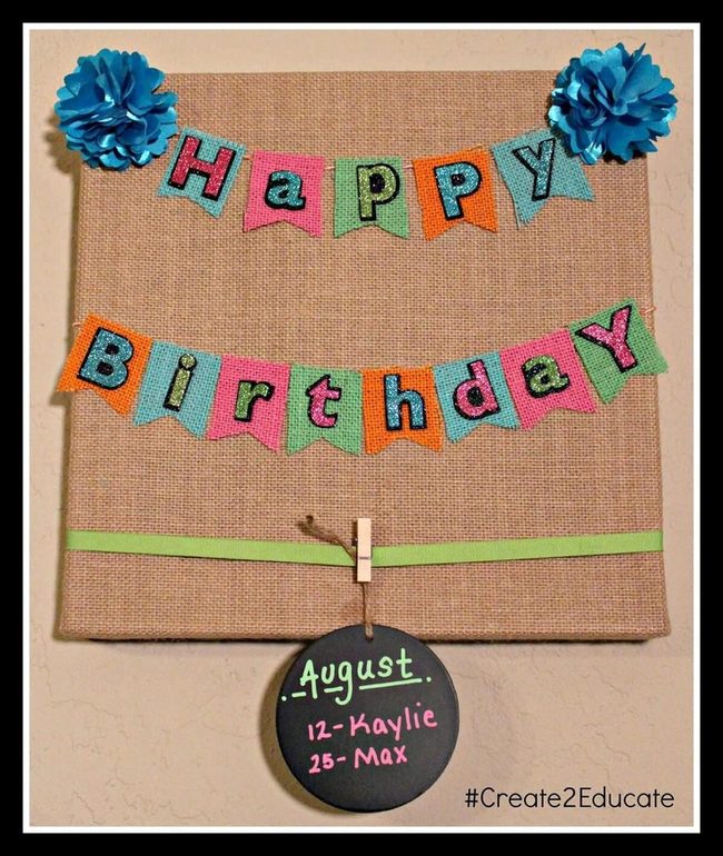 Glittery Burlap Birthday Calendar