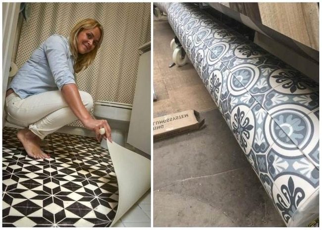 Patterned Vinyl Bathroom Floor
