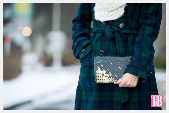 Green Navy Checked Winter Coat