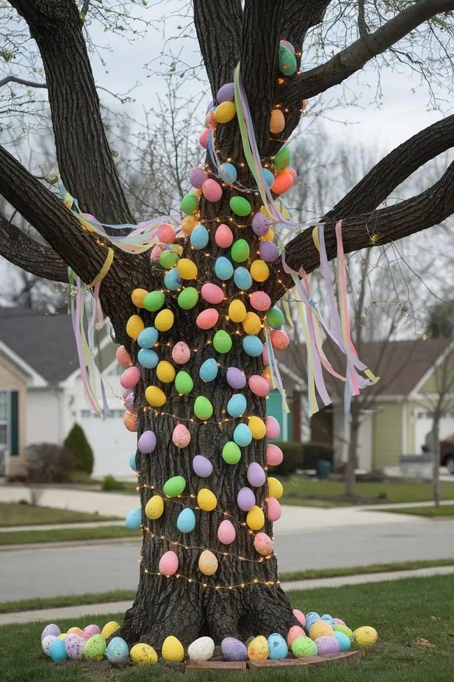 Colorful Eggs On Branches