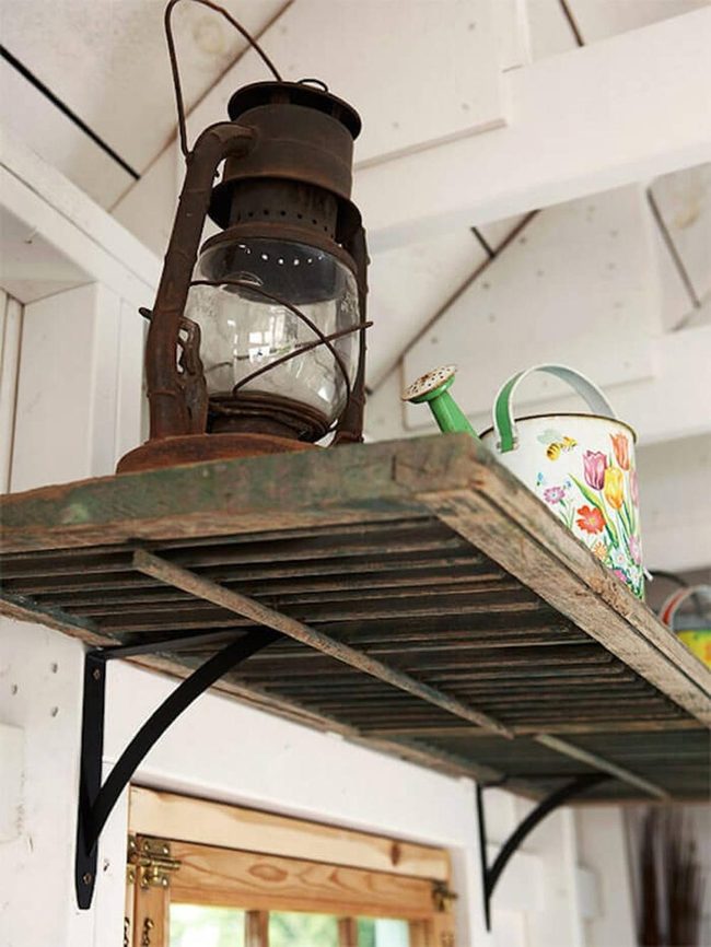 Repurposed Shutter Garden Shelf