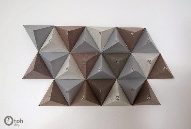3D Pyramid Wall Sculpture Gray