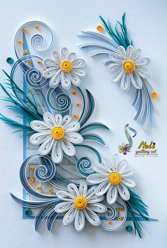 Blue Swirls With Yellow Blooms