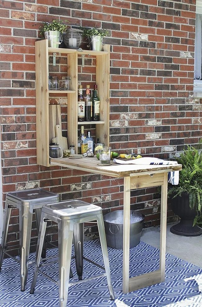 Brick And Blue Outdoor Bar