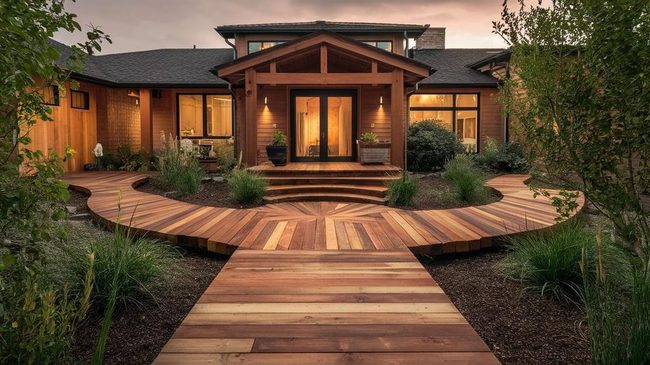 Gravel And Rustic Timber Plank Pathways
