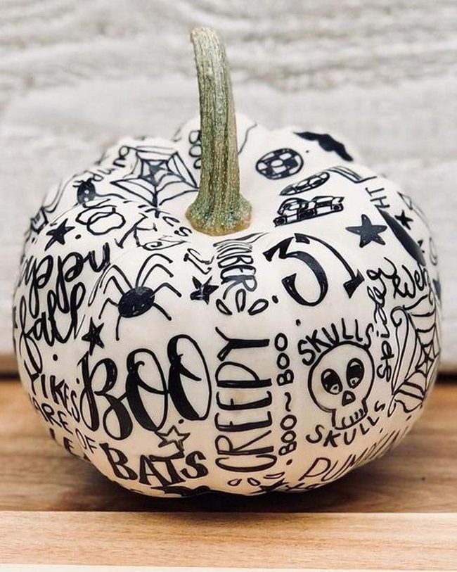 White Pumpkin Black Doodles