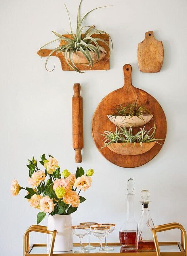 Wood And Copper Kitchen Wall