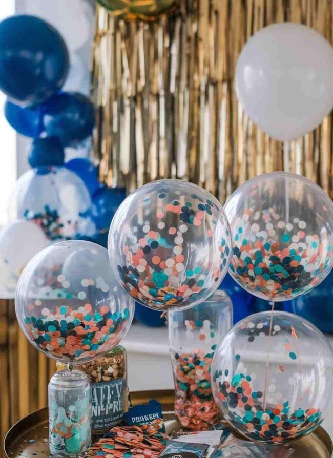 Confetti Balloons Pop Midnight Celebration