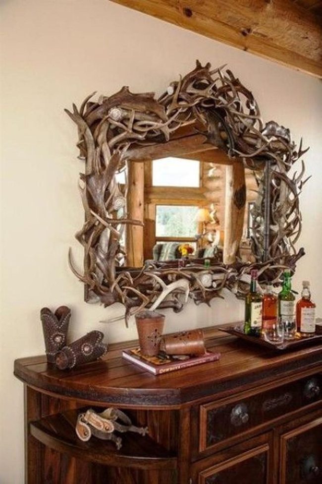 Antler Mirrors Dark Wood Western
