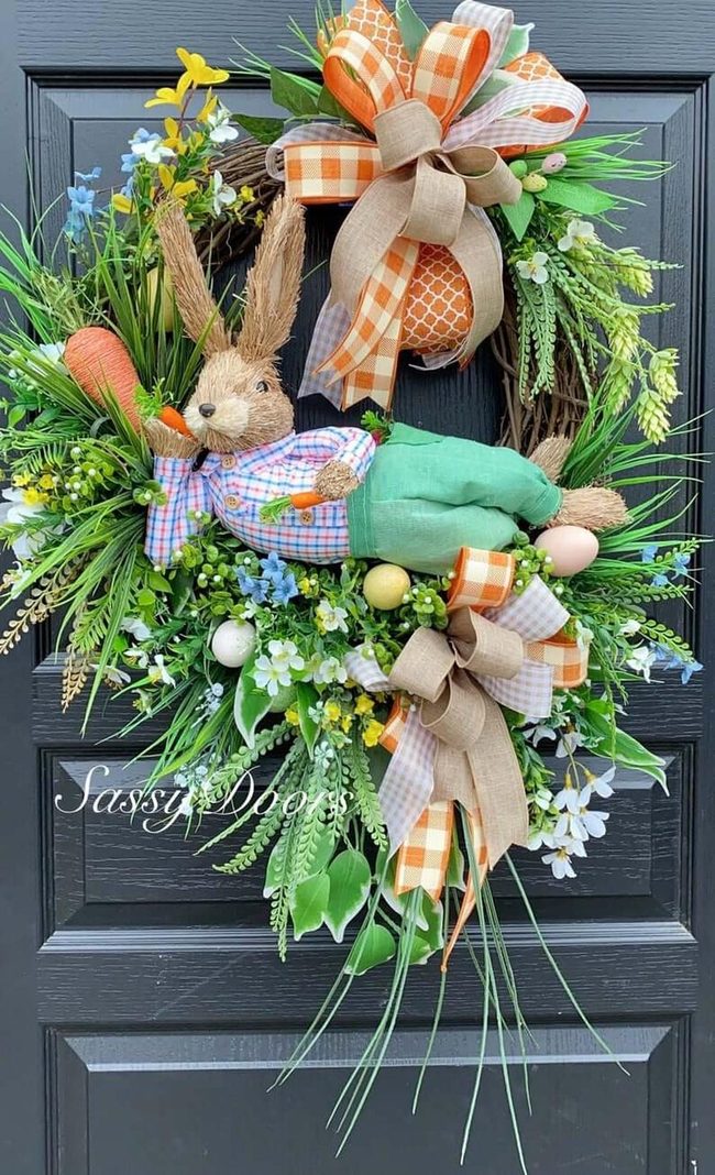 Spring Bunny Plaid Wreath