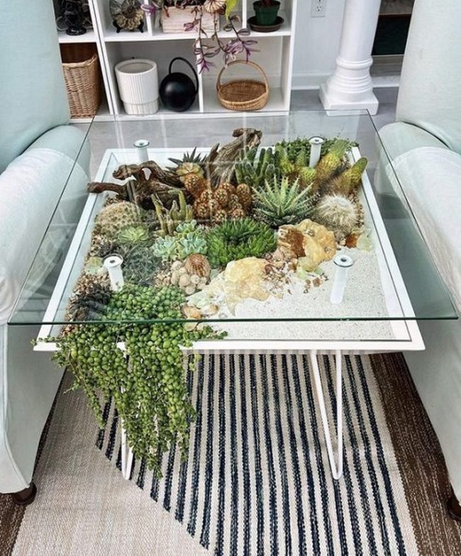 Glass-Topped Green Living Tables