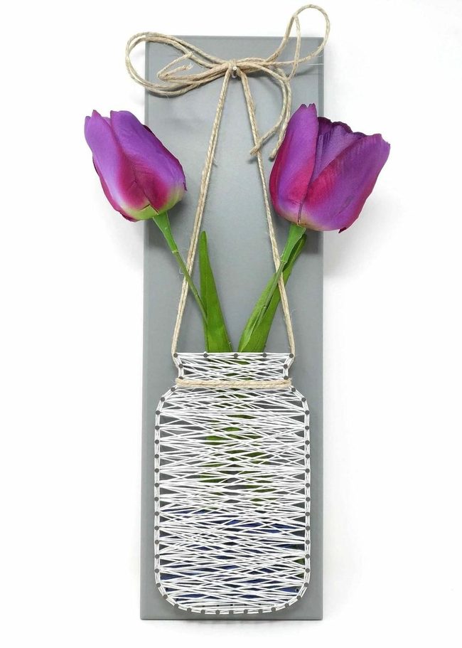 Bright Tulips Behind Strings