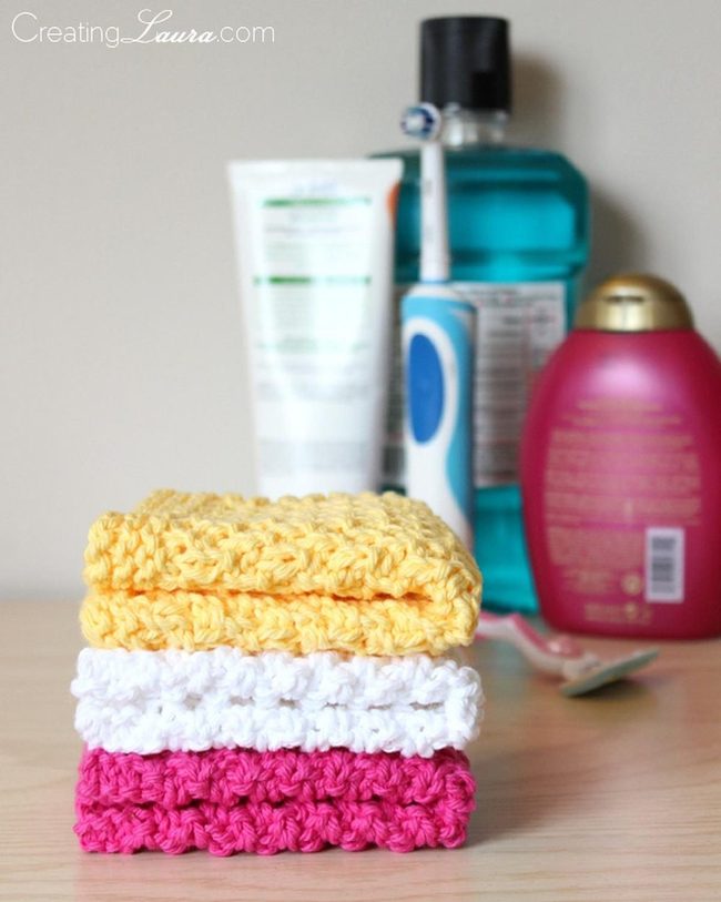Chunky Knit Washcloths Trio