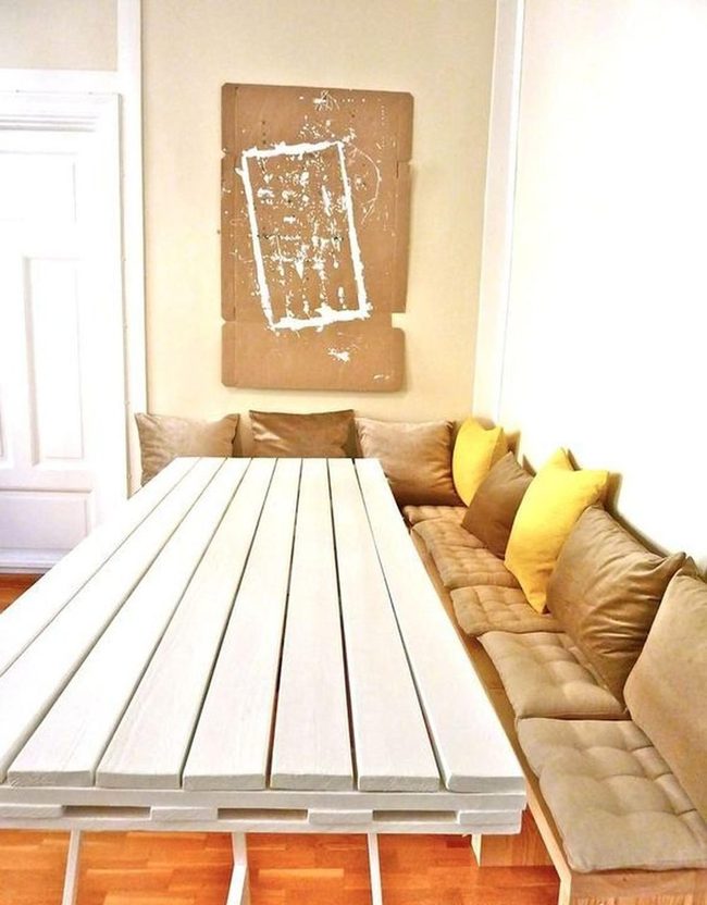 White Wood Dining With Yellow Accents