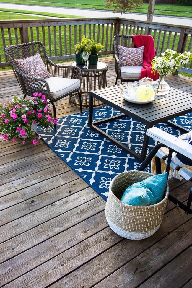 Blue Wicker Deck Retreat