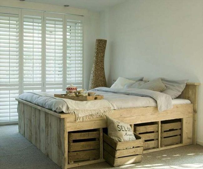 Wooden Crate Bed Storage