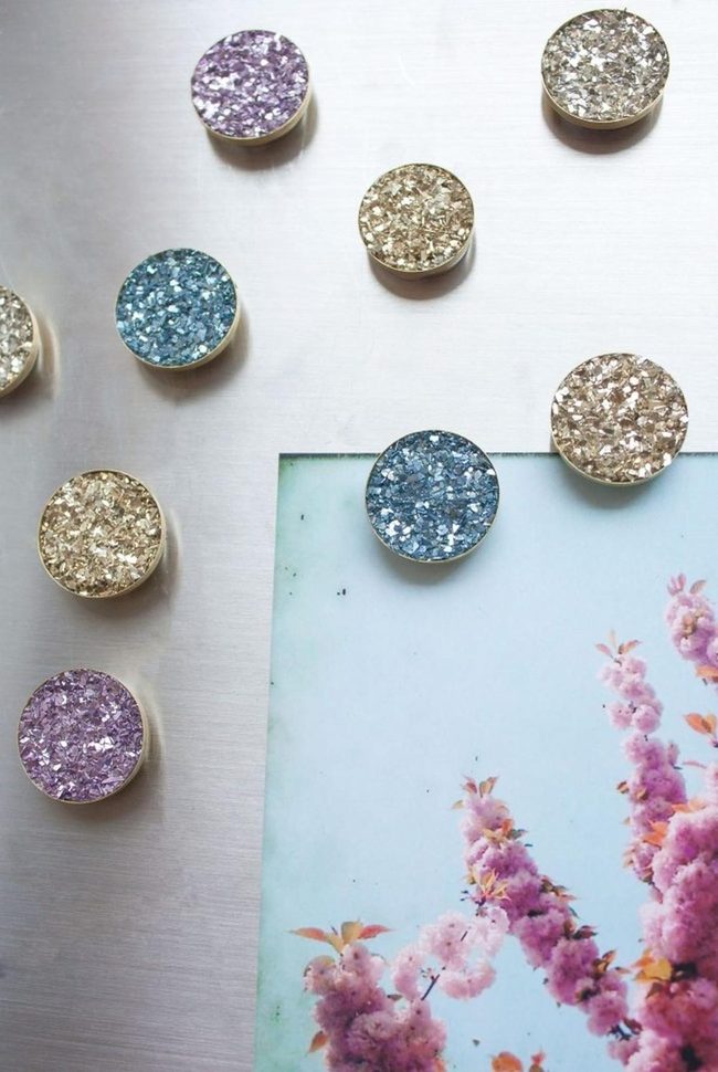 Glitter Magnets With Floral Sparkle