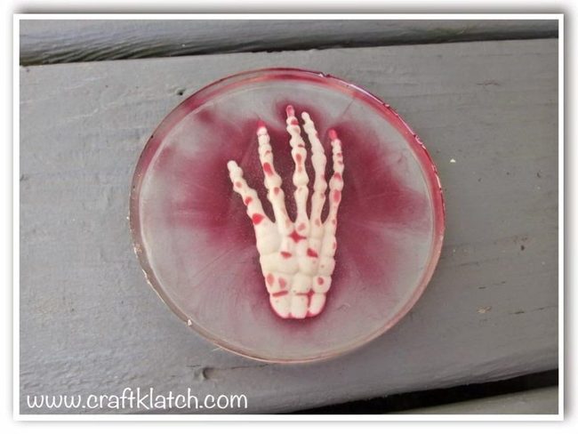 Skeleton Hand Dish Dark Red