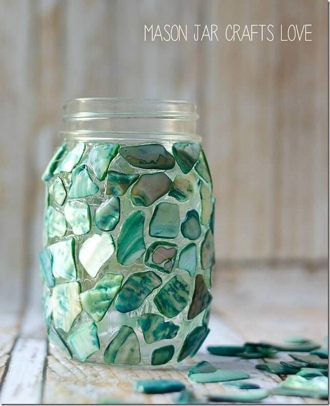 Seashell Mason Jar Storage