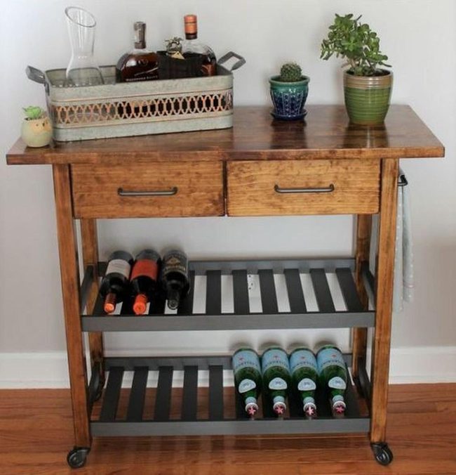 Wood And Metal Beverage Station