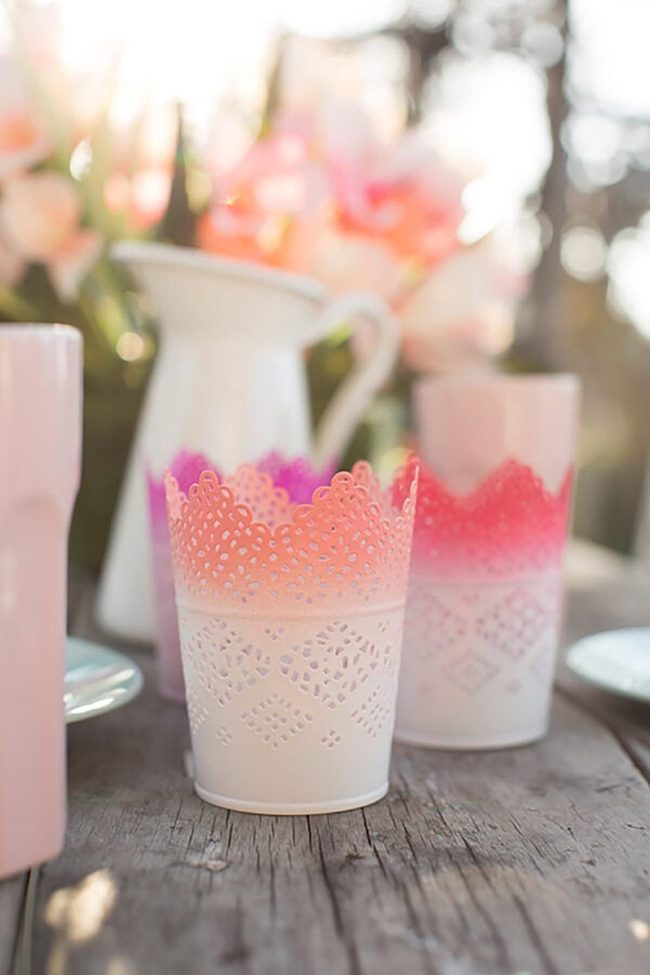 Ombre Votives Outdoor Wedding