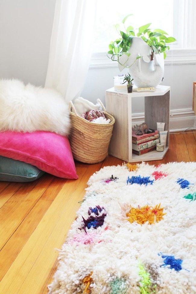 Sunlit White Room With Colorful Accents