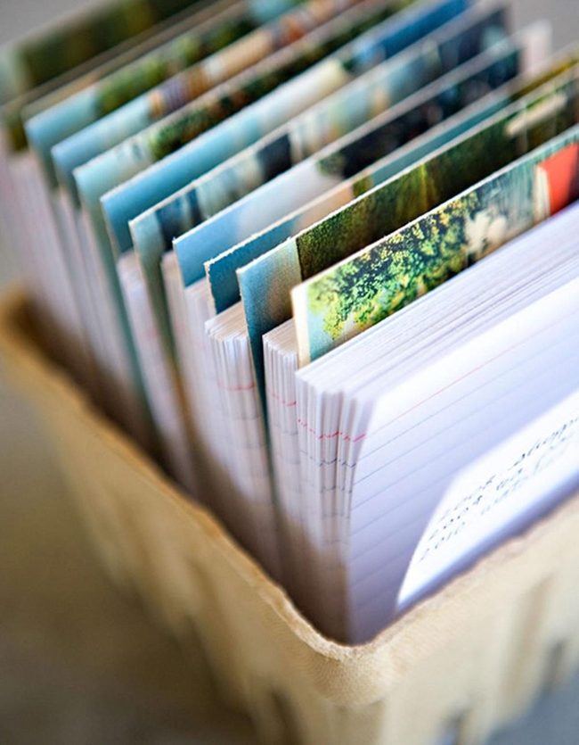 Colorful Postcards In Cardboard