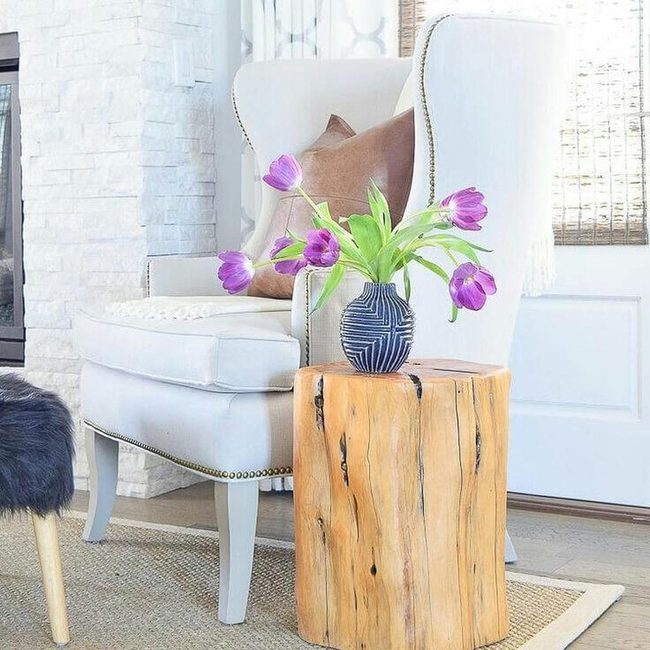 Wooden Stump Plant Stand