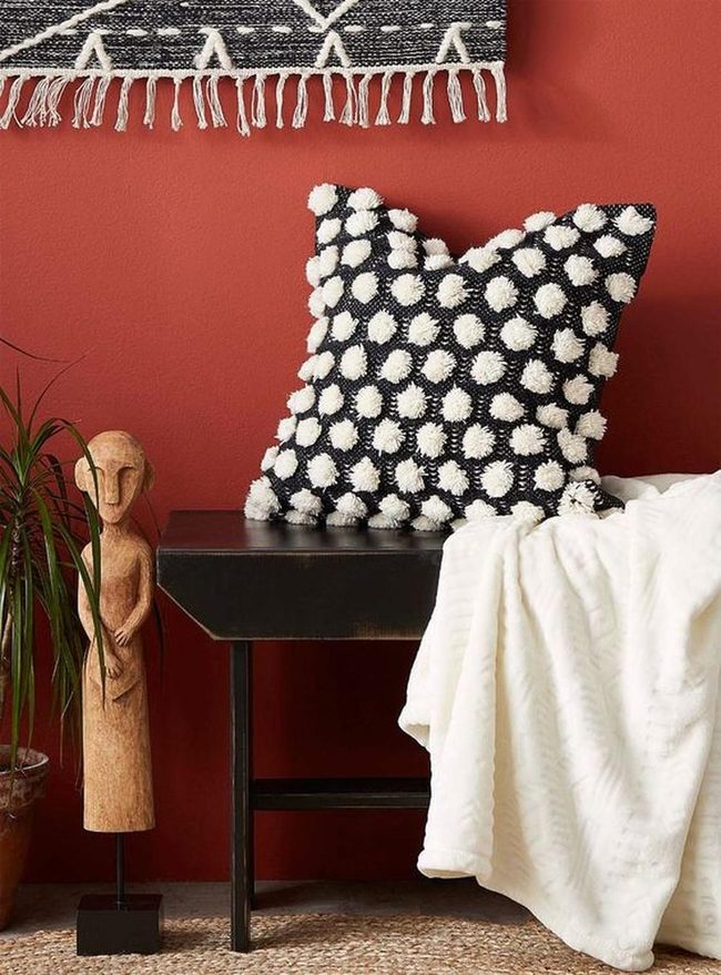Red Walls, Woven Monochrome Art