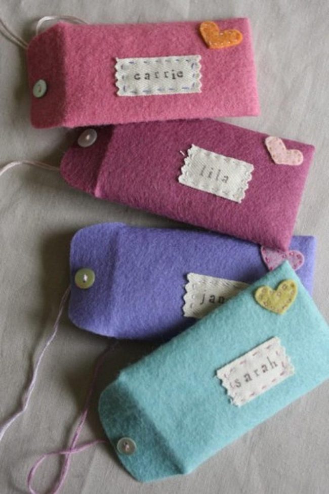 Colorful Felt Pouches, Custom Names