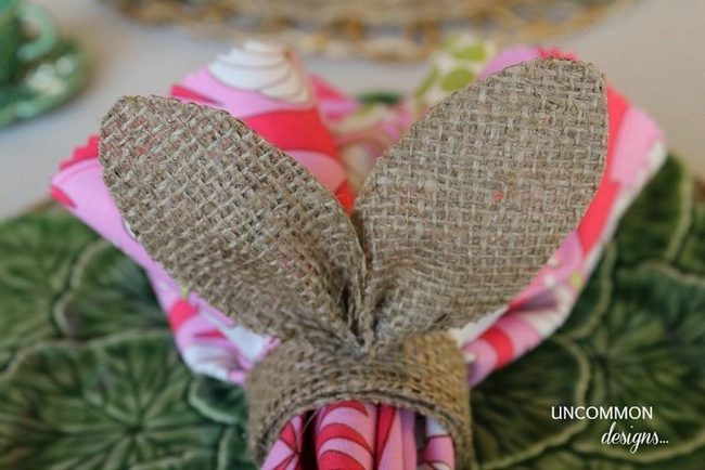 Burlap Bunny Ears, Pink Napkins