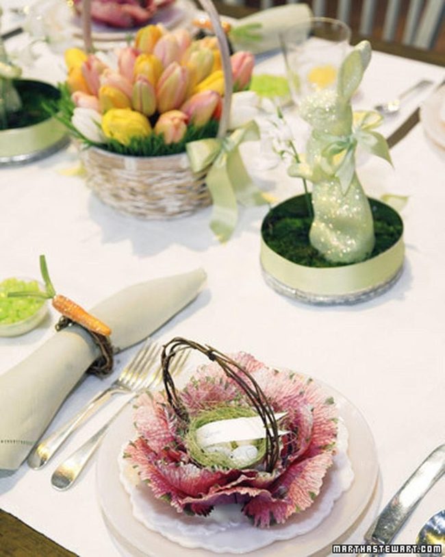 Glittery Green Bunnies Spring Table
