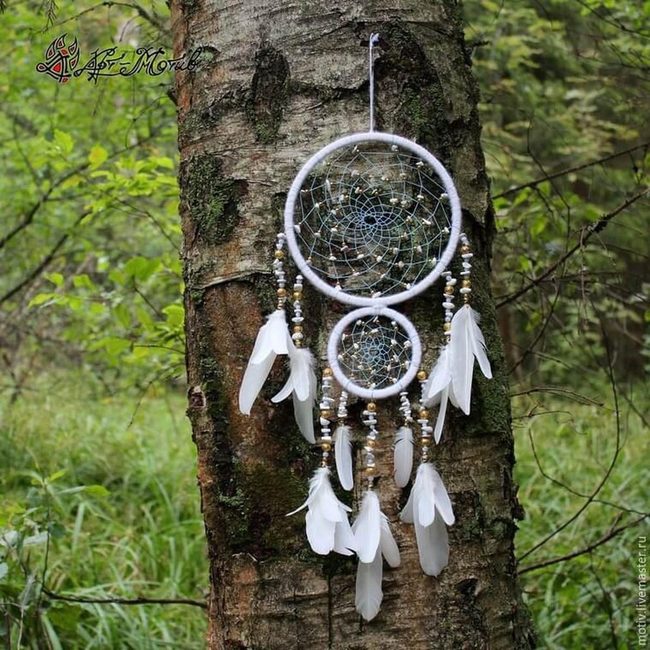 White And Gold Twin Dreamcatchers