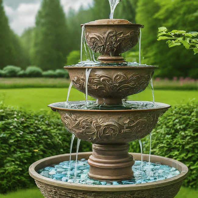 Stacked Ceramic Urns Water Feature