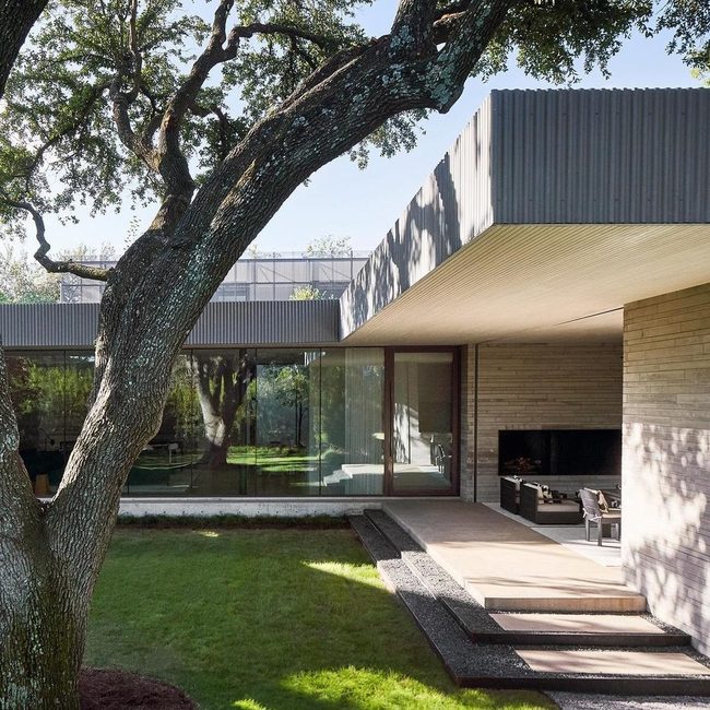 Glass Doors Flood Stamped Concrete