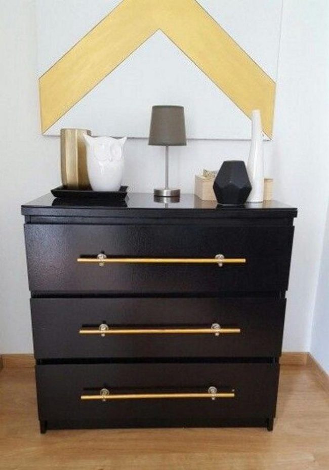 Gold Handles Black Bedroom